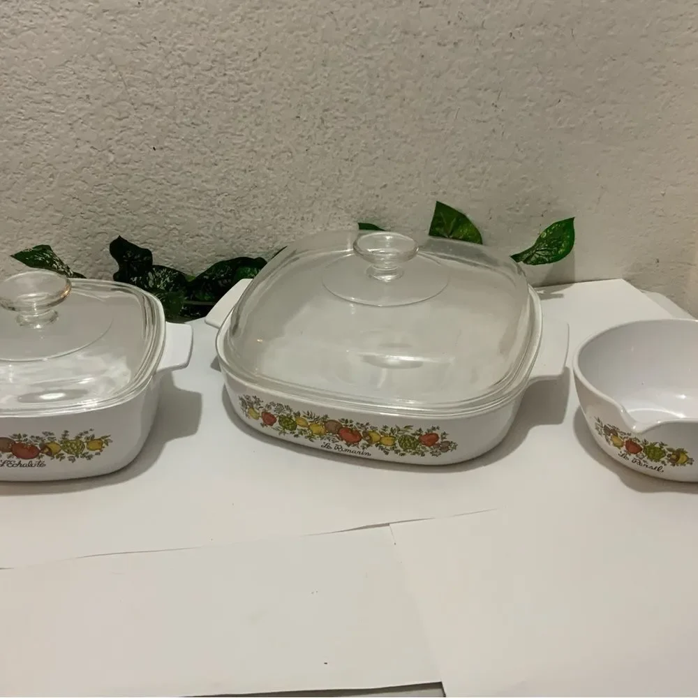 Set 3 RARE Corning Ware Le Romarin‎ Casserole Dish A-10-B l’echalotte le persil
